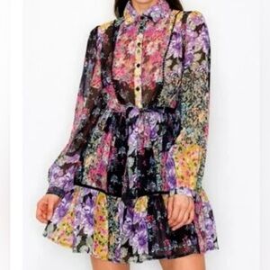 🖤Zara Floral Sheer Tiered Long-Sleeve Dress 🖤